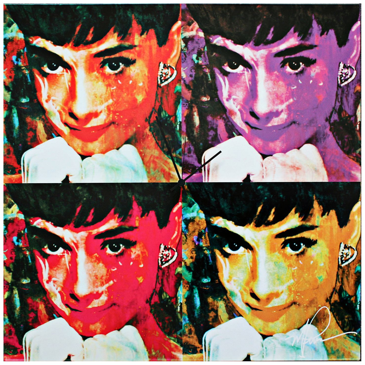 Audrey Hepburn Pop 22" Square Metal Wall Art Clock