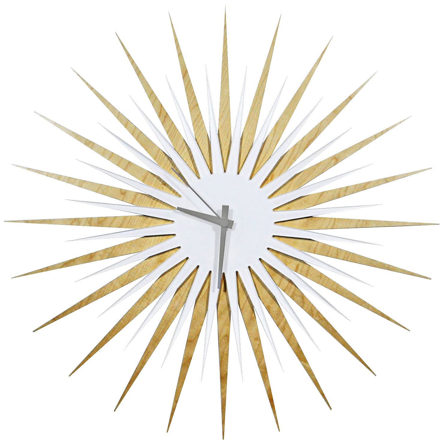 Maple Wood and Gray 23" Modern Starburst Wall Clock