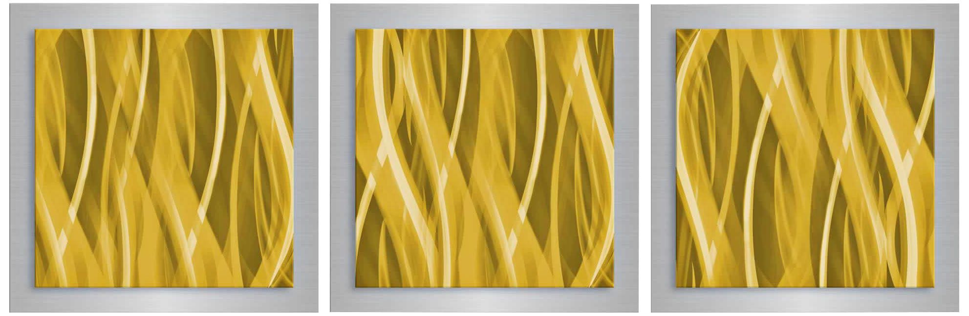Gold Essence 3-Piece 12" Square Modern Metal Wall Art
