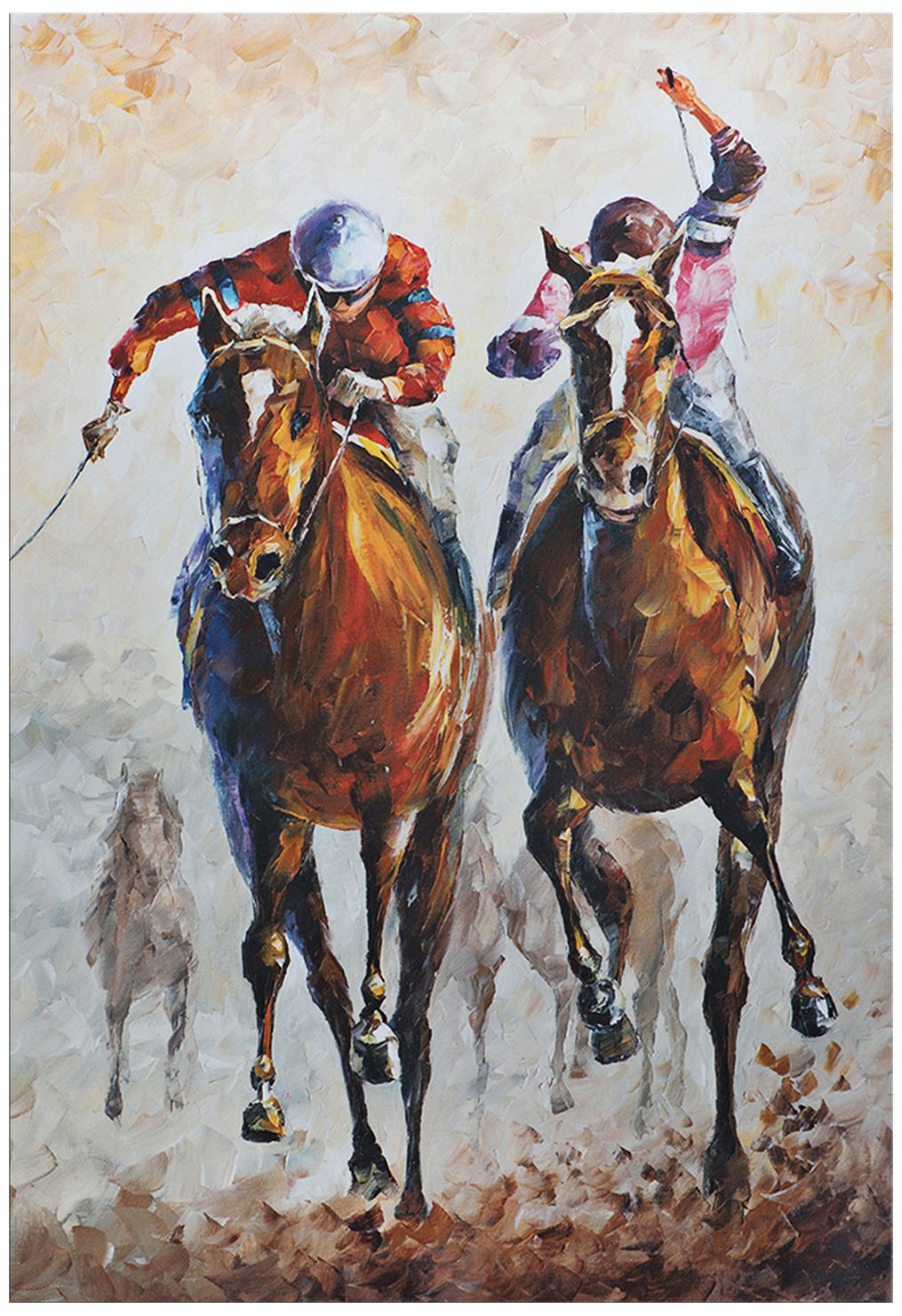 Contenders 32" Wide Colorful Horse Race Metal Wall Art