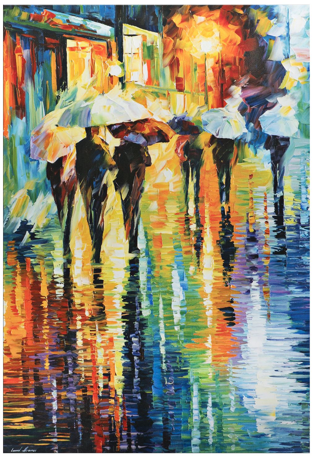 Rainy Etude Umbrella Cityscape 32" Wide Metal Wall Art