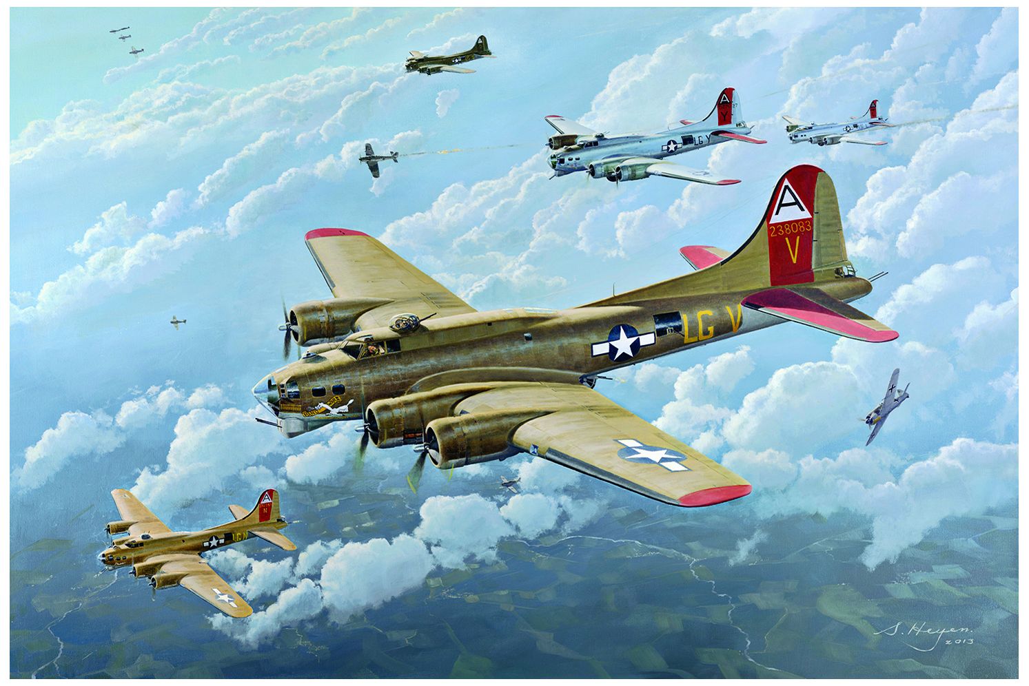 B-17 WW-II Bomber Plane 32" Wide Metal Wall Art