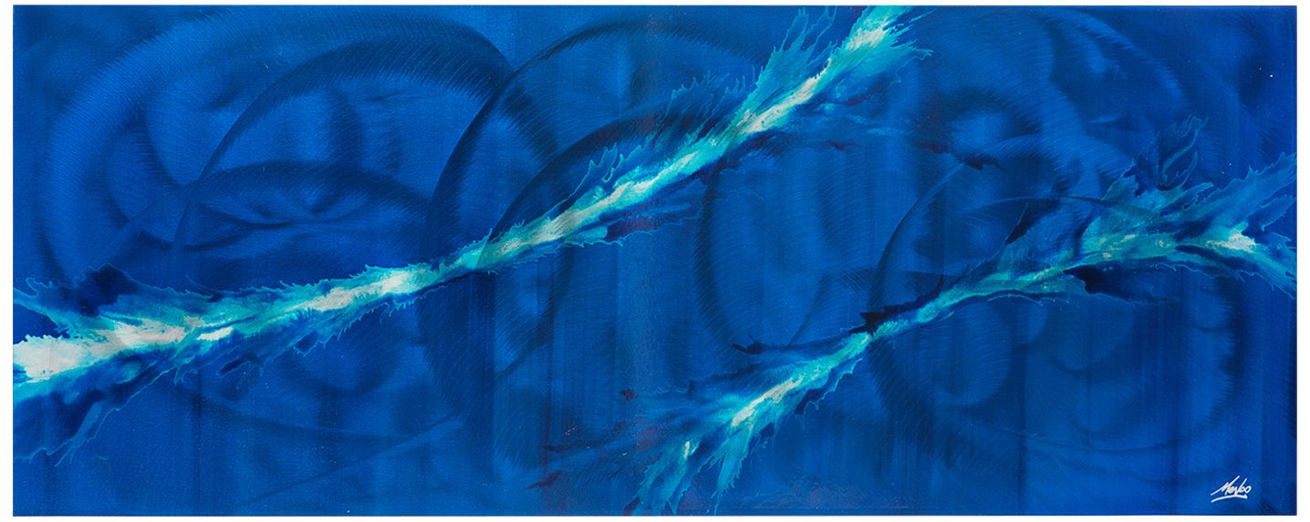 Twin Waves 48" Wide Abstract Metal Wall Art