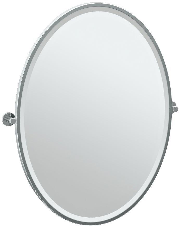 Gatco Channel Chrome 28 1/4" x 33" Oval Wall Mirror