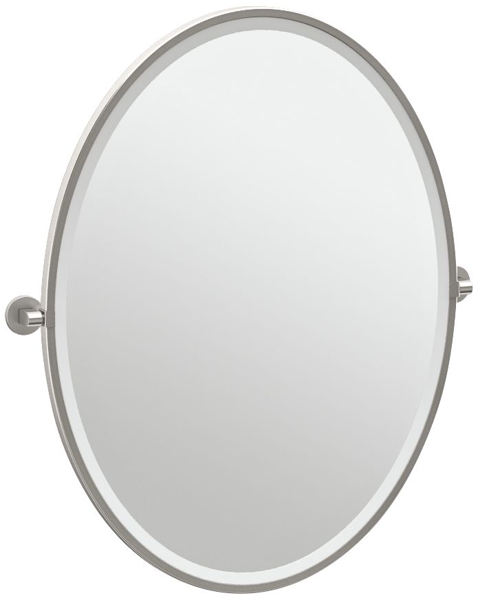 Gatco Zone Satin Nickel 28 1/2" x 33" Oval Wall Mirror