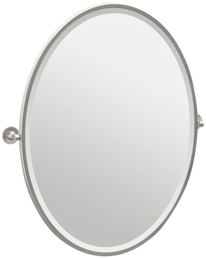 Gatco Max Satin Nickel 28 1/2" x 33" Oval Wall Mirror
