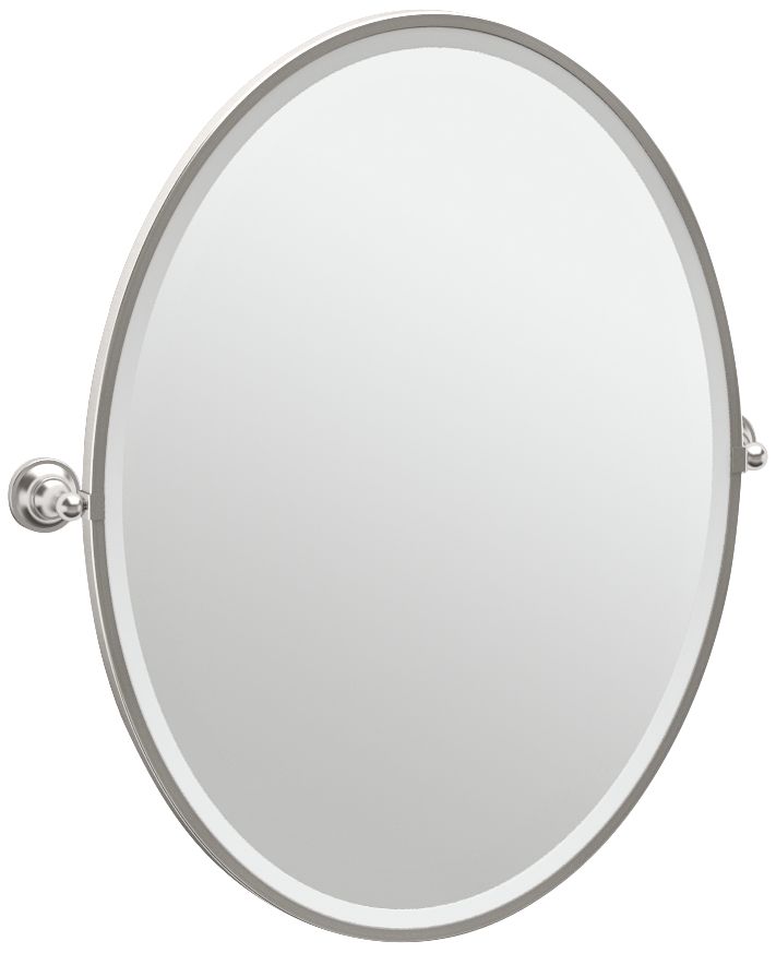 Gatco Tiara Satin Nickel 28 3/4" x 33" Oval Wall Mirror