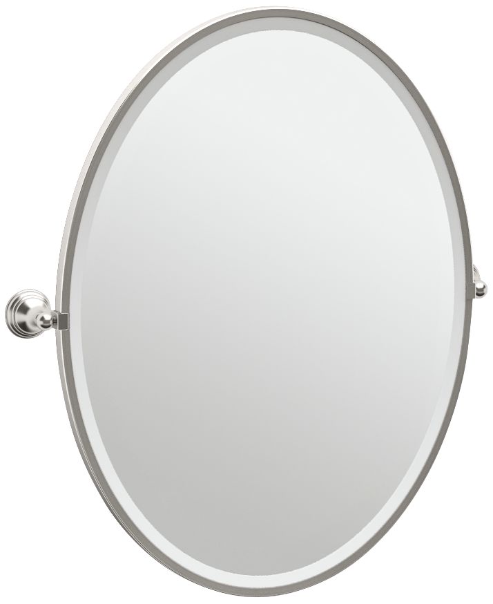 Gatco Charlotte Satin Nickel 29" x 33" Oval Wall Mirror