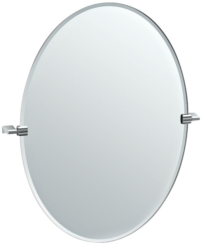 Gatco Bleu Satin Nickel 28 1/4" x 32" Oval Wall Mirror