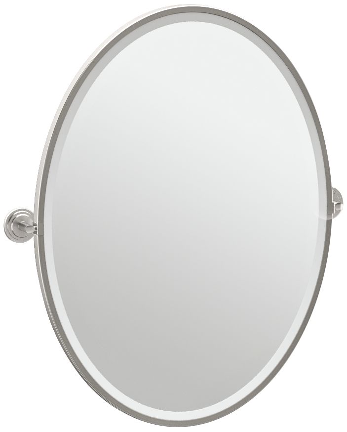 Gatco Marina Satin Nickel 28 3/4" x 33" Oval Wall Mirror