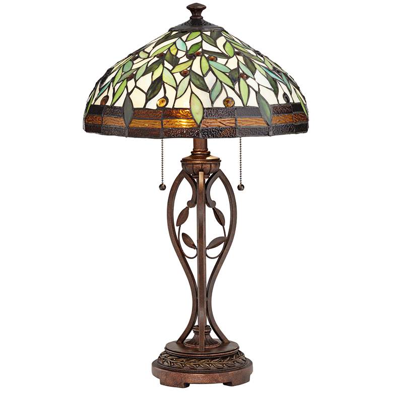 Blossoming Leaf and Vine Bronze Tiffany Table Lamp