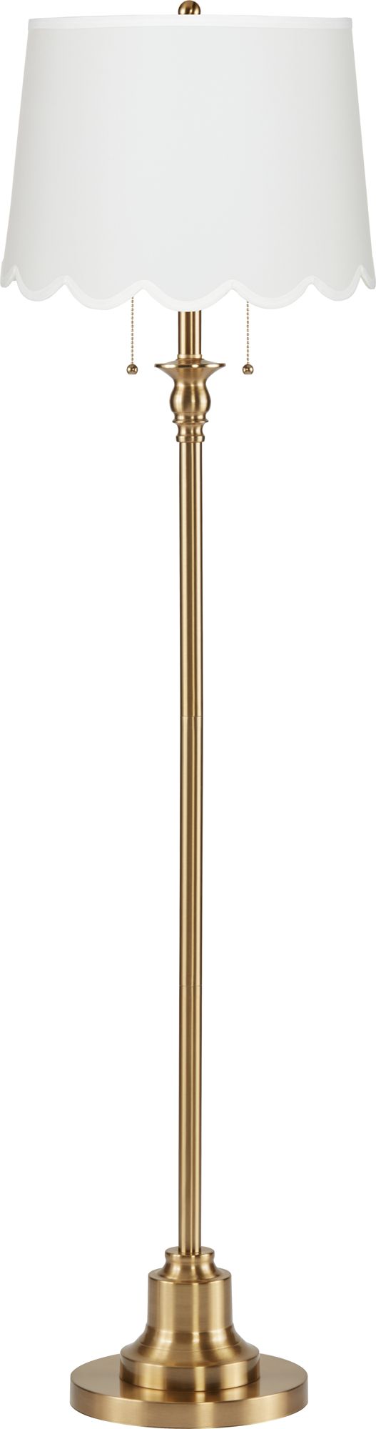 360 Lighting Dyna 58" Antique Brass White Scallop Shade Floor Lamp