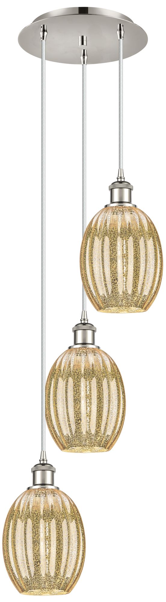 Innovations Lighting Ballston Preston 13"w 3-lt Polish Nickel Cord Pendant W/ Mercury Bulb Shade In Gold