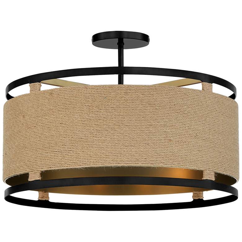 Windward Passage 20 1/2 Wide Coal and Natural Rope Ceiling Light