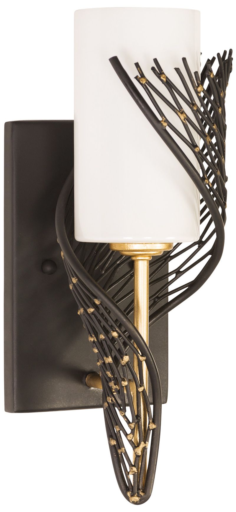 Varaluz Flow 14" Matte Black and French Gold Right-Facing Wall Sconce