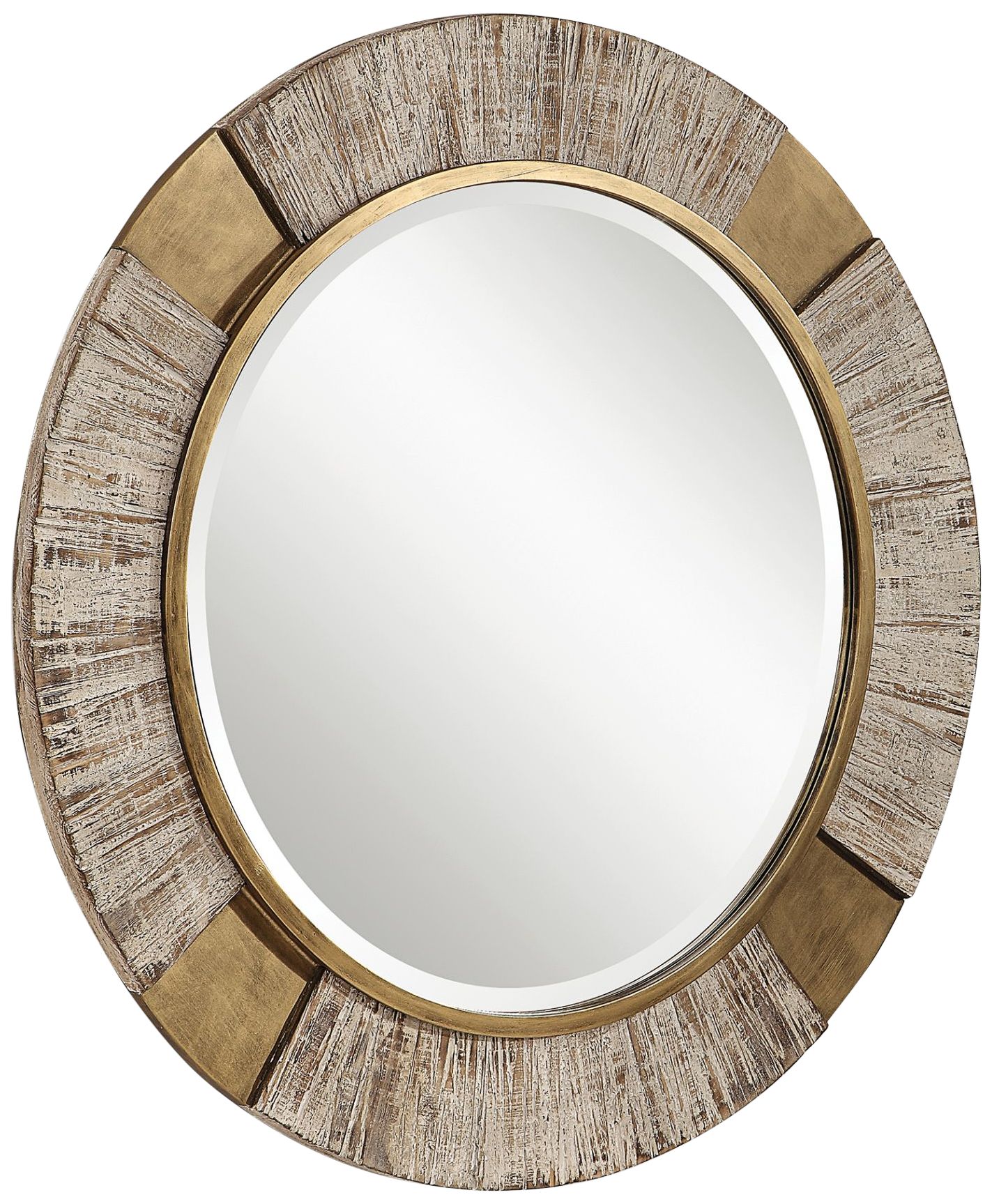 Reuben Gold and White 40" Round Oversized Wall Mirror 80C30 Lamps Plus
