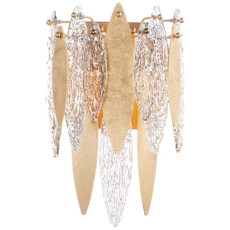 Maxim Majestic 17 1/2&quot; High Gold Leaf and Glass Wall Sconce