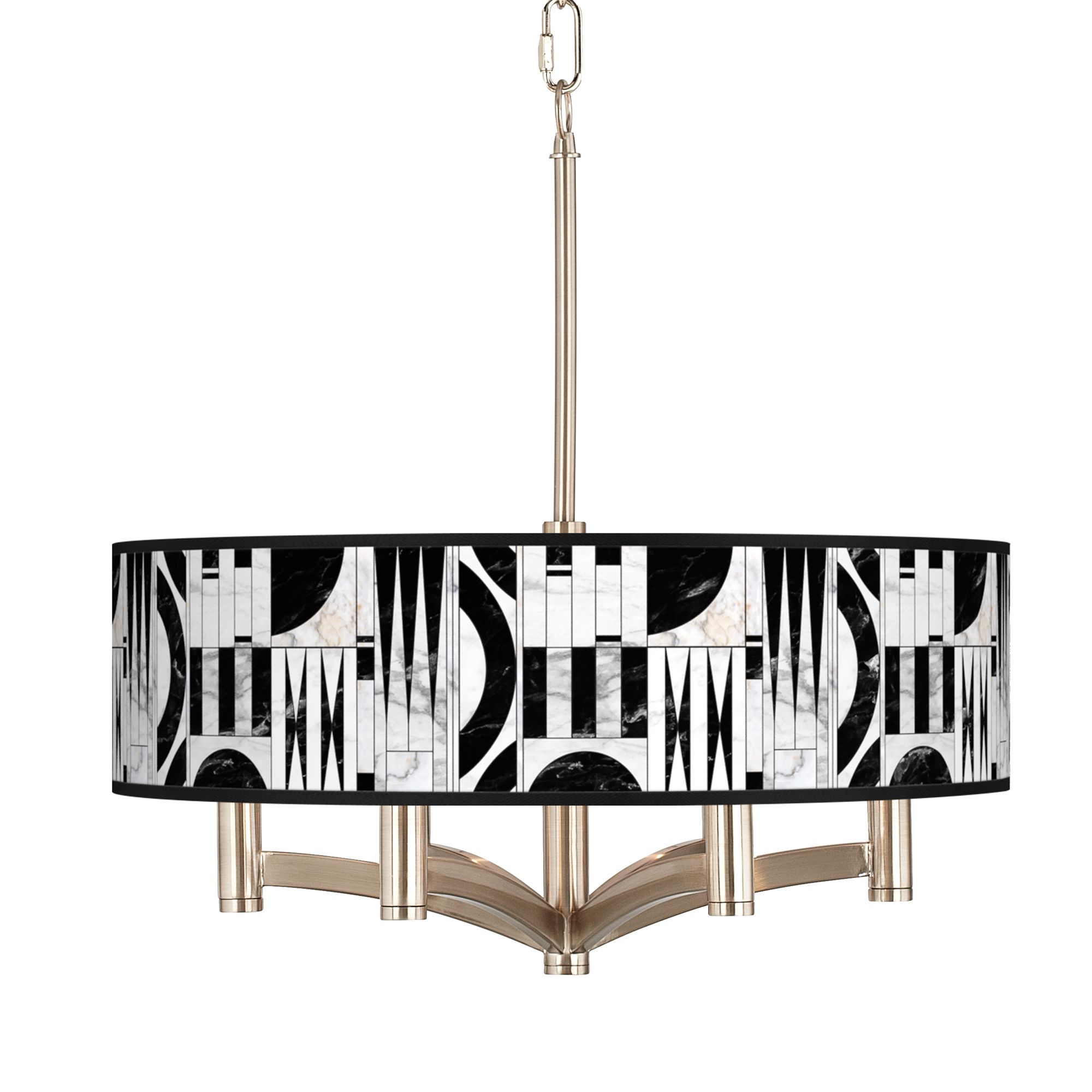 Noir Marble Ava 6-Light Nickel Pendant Chandelier