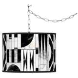 Swag Style Noir Marble Giclee Shade Plug-In Chandelier
