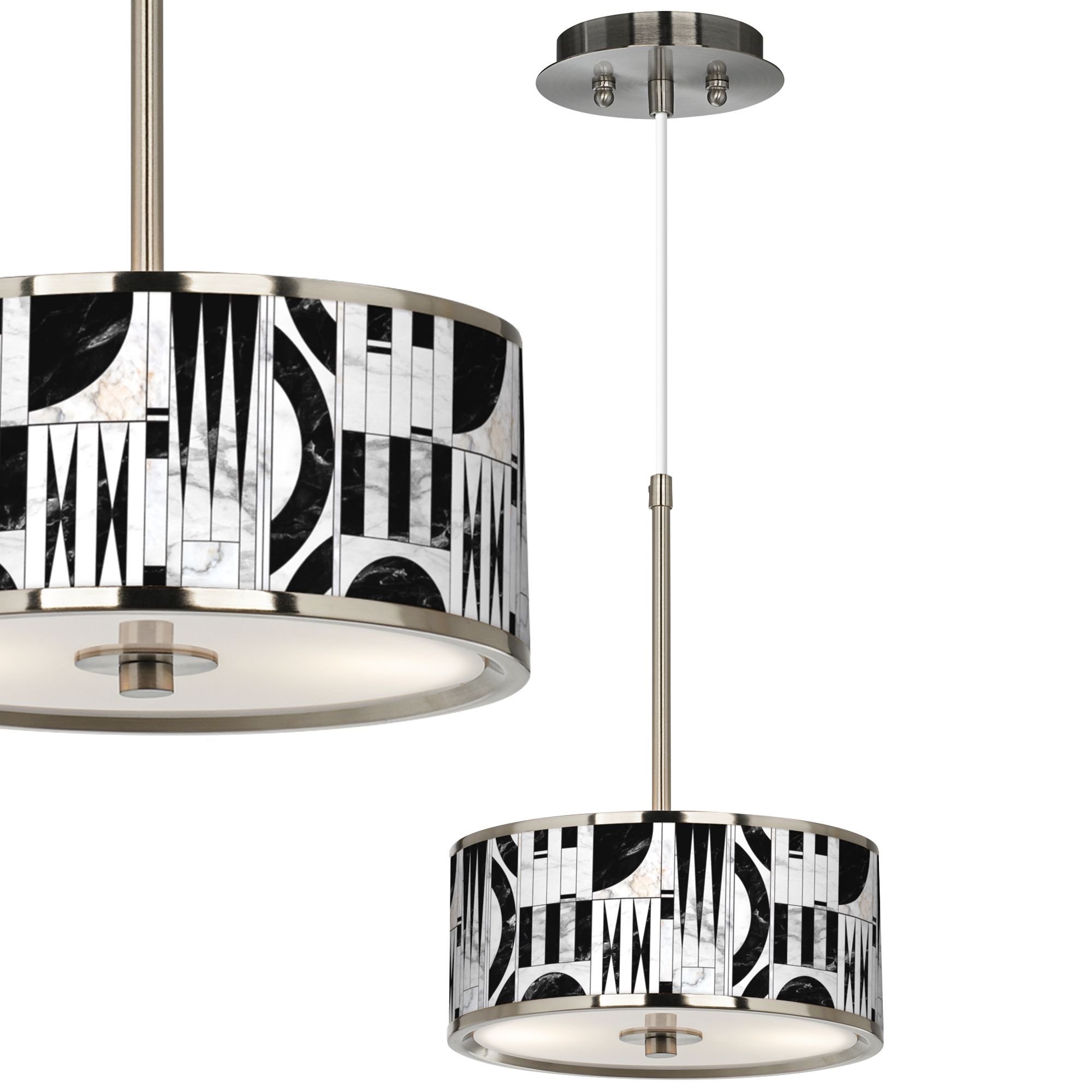 Noir Marble Giclee Glow 10 1/4" Wide Pendant Light