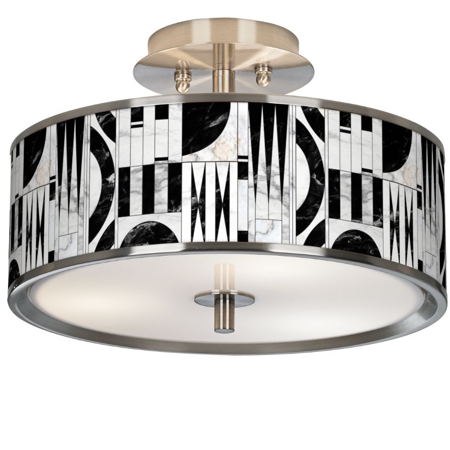 Noir Marble Giclee Glow 14" Wide Ceiling Light