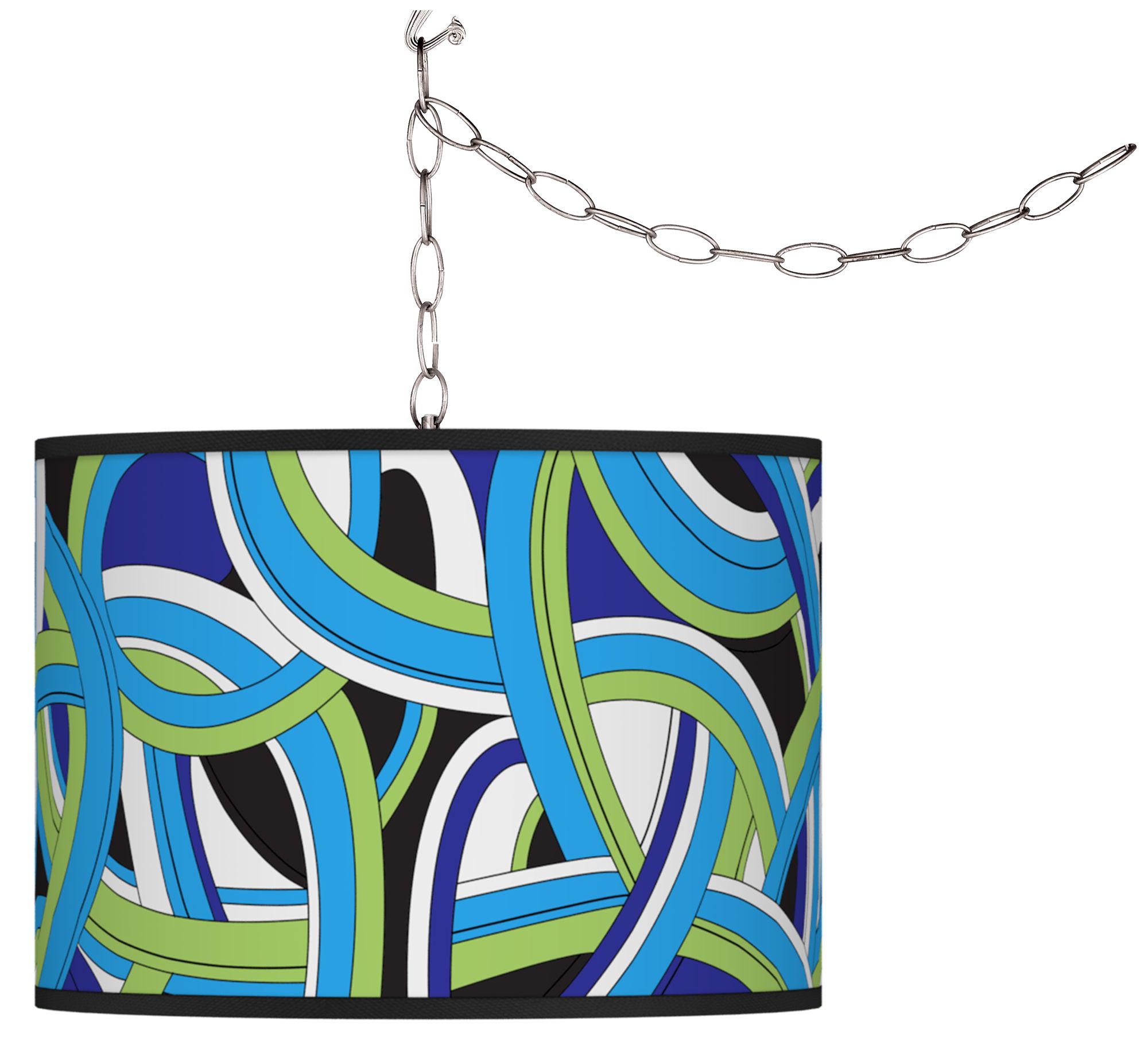 Deco Curves Giclee Glow Plug-In Swag Pendant