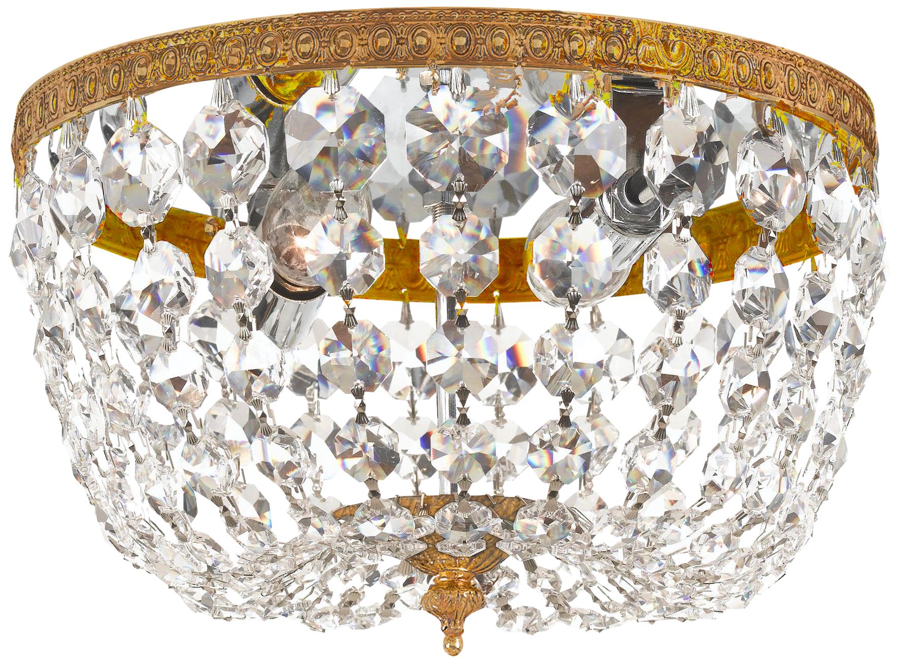 Crystorama Ceiling Mount 8"W Brass and Crystal Light