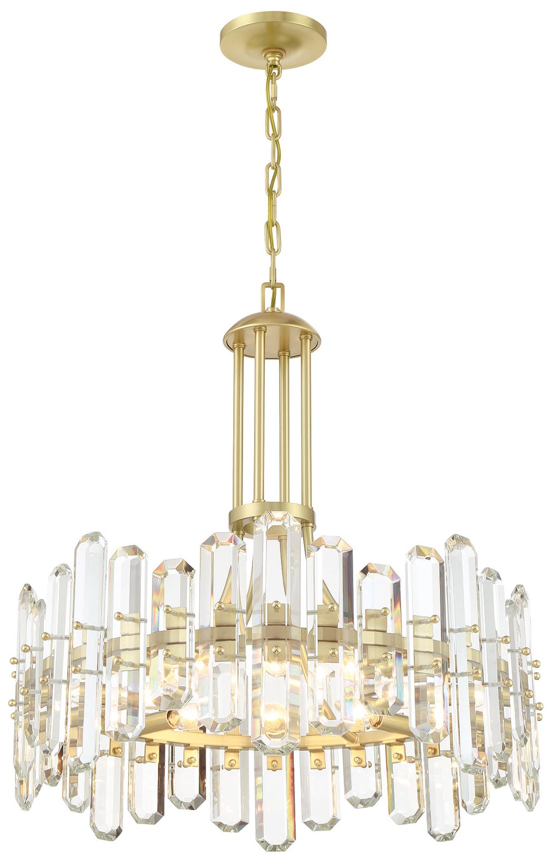 Bolton 25" Wide Aged Brass and Crystal 8-Light Chandelier