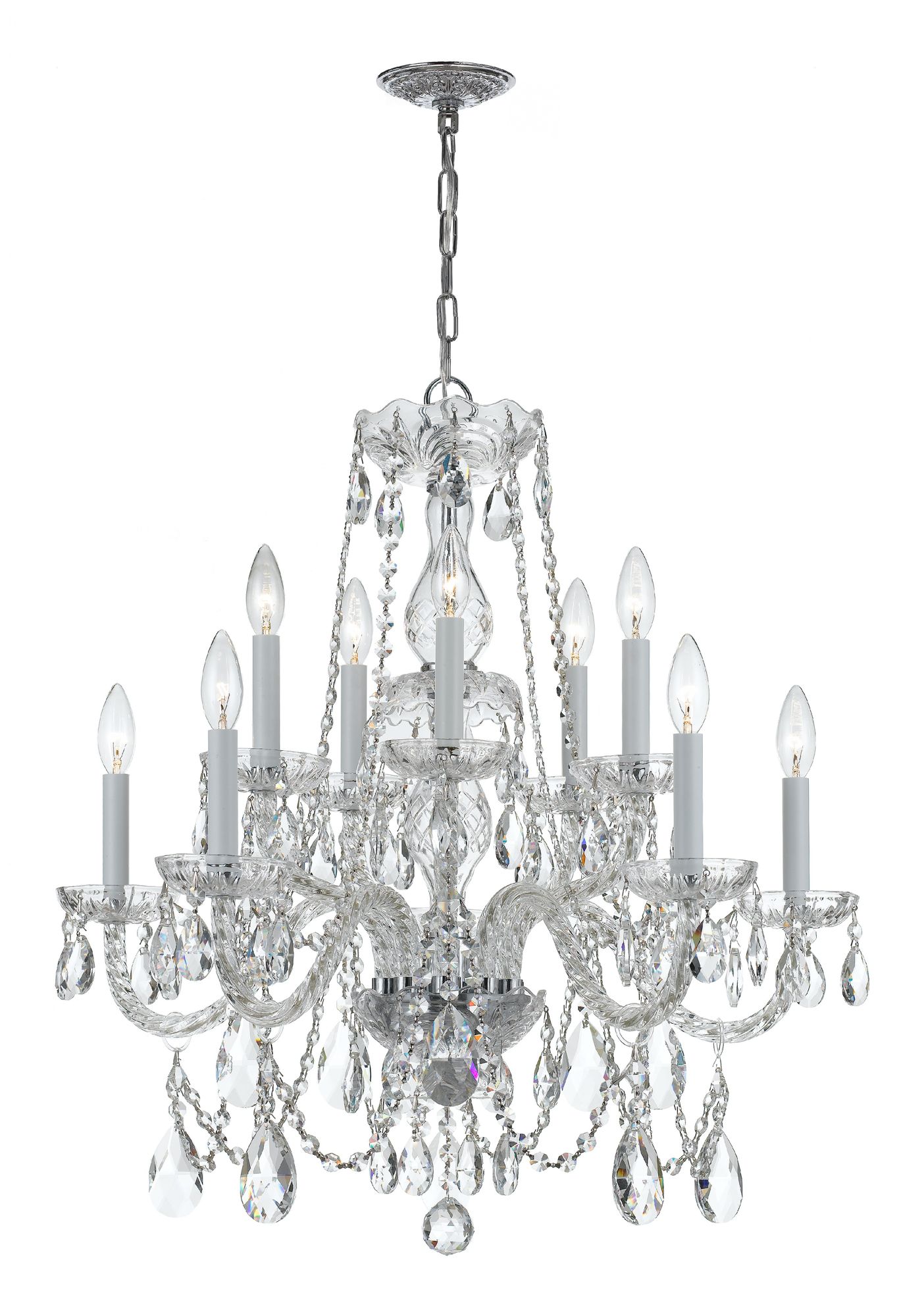 Traditional Crystal 26"W Polished Chrome 10-Light Chandelier