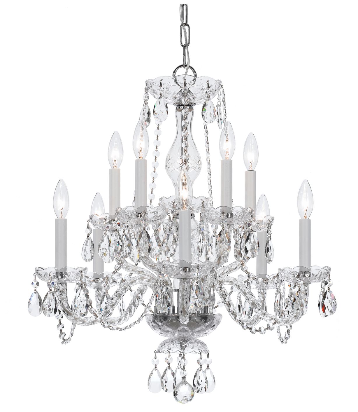 Traditional Crystal 23"W Polished Chrome 10-Light Chandelier