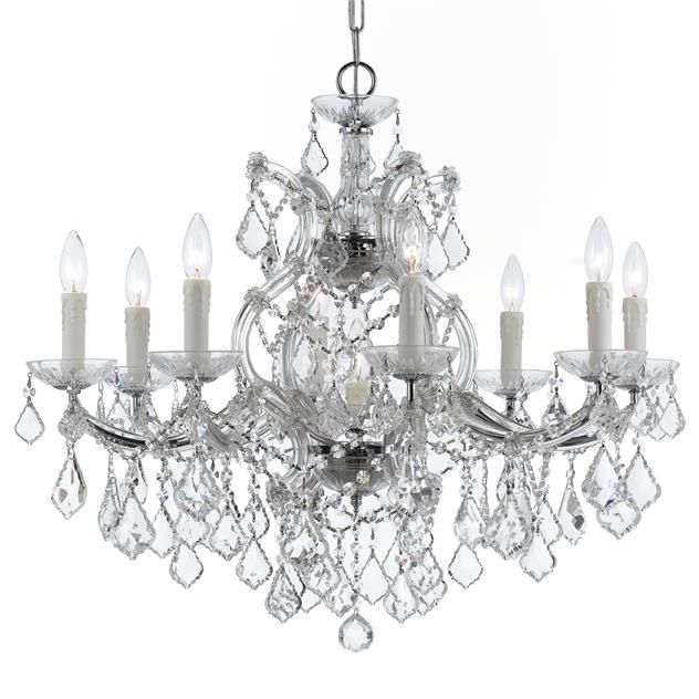 Maria Theresa 26" Wide Chrome and Crystal 9-Light Chandelier