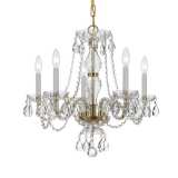 Traditional Crystal 21&quot;W Polished Brass 5-Light Chandelier
