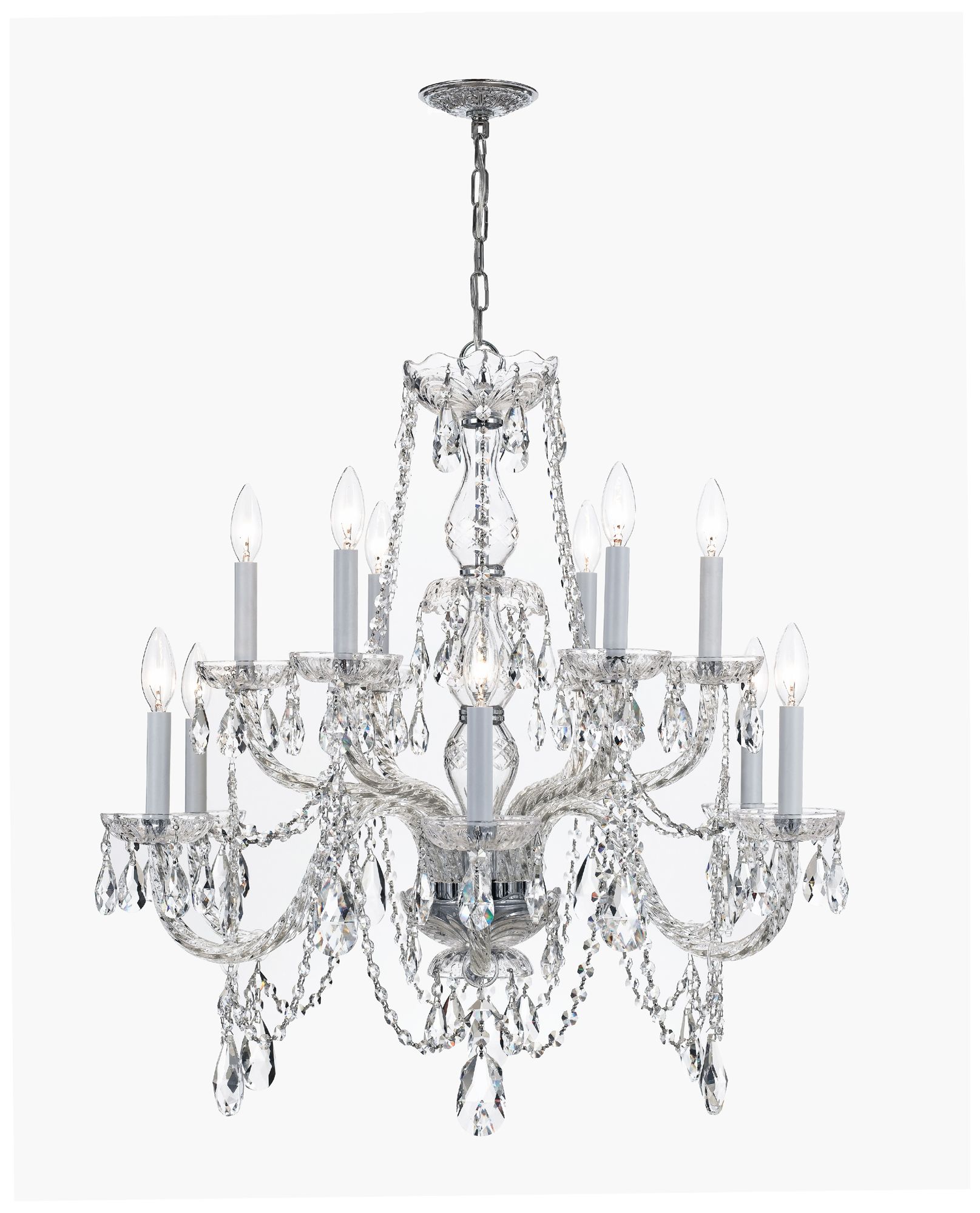 Traditional Crystal 31"W Polished Chrome 12-Light Chandelier