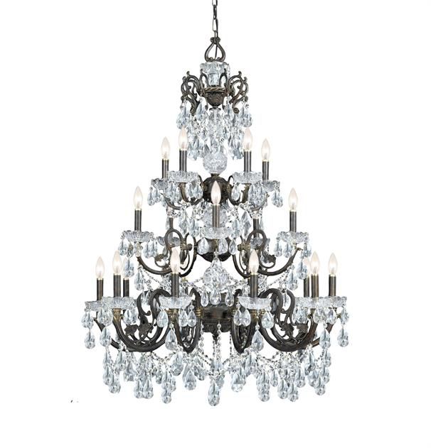 Legacy 34 1/2" Wide Bronze and Crystal 20-Light Chandelier