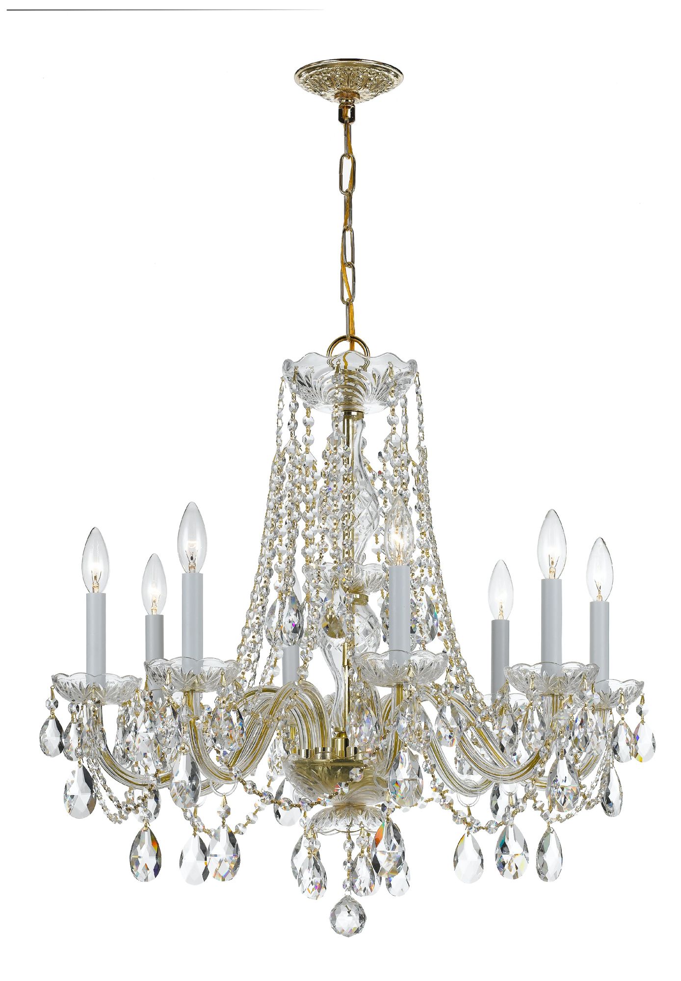 Traditional Crystal 26"W Polished Brass 8-Light Chandelier