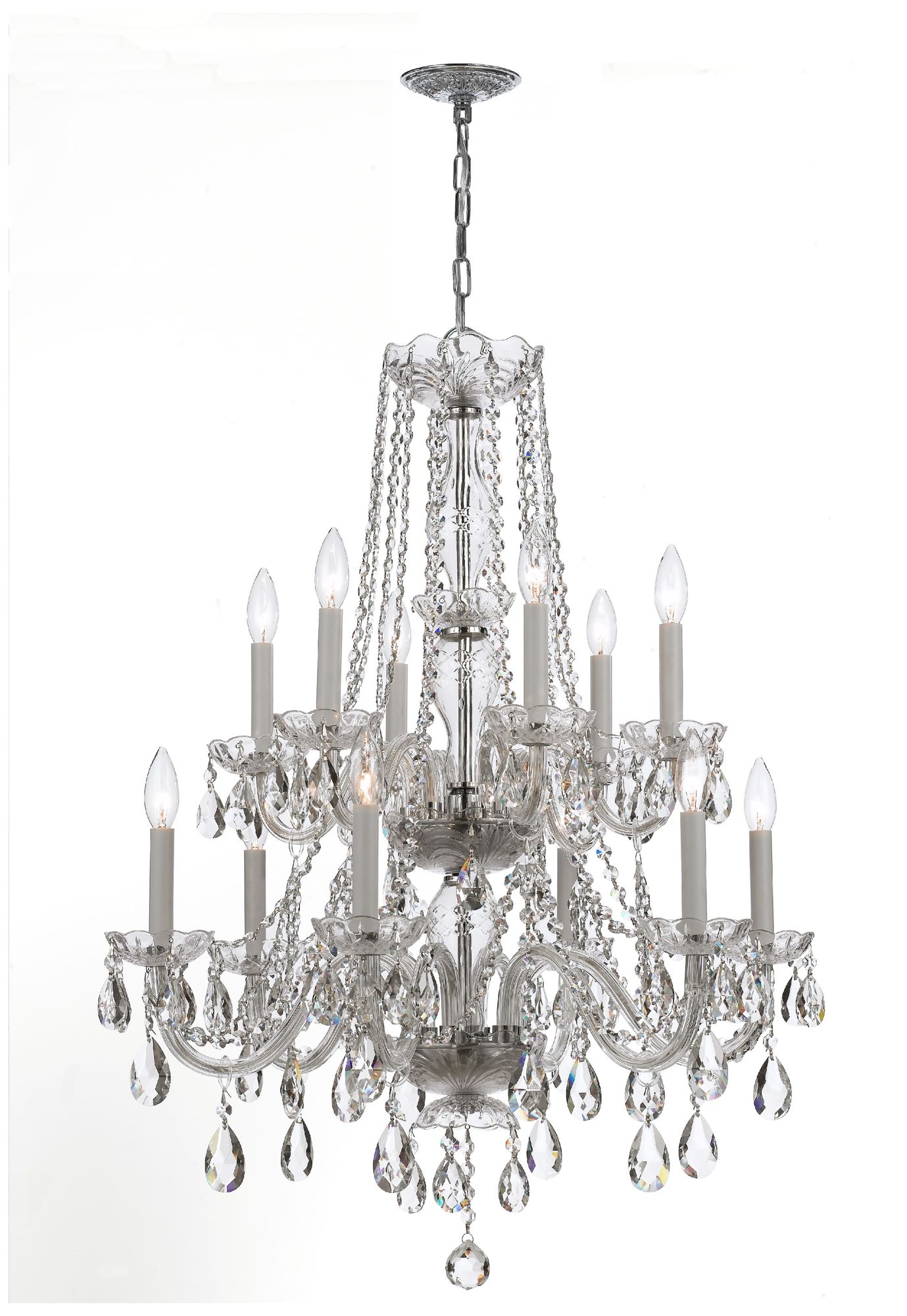 Traditional Crystal 26"W Polished Chrome 12-Light Chandelier