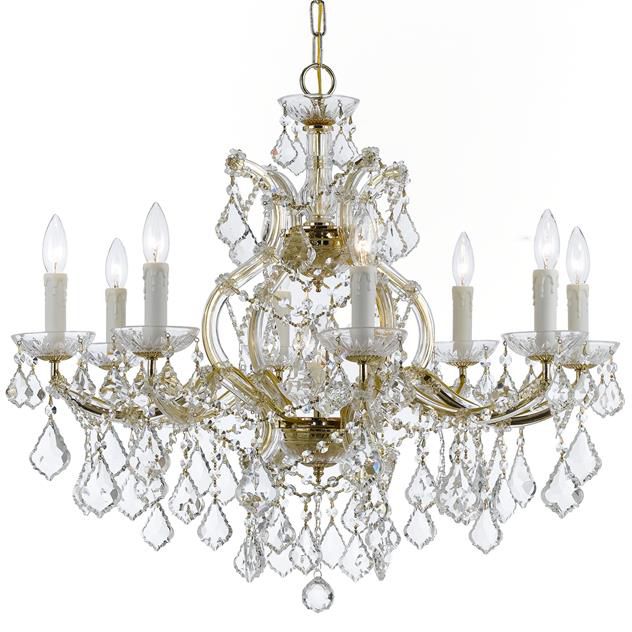 Maria Theresa 26" Wide Gold and Crystal 9-Light Chandelier