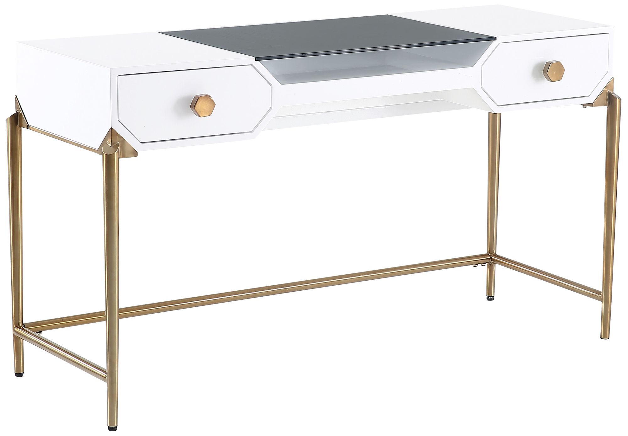 Bajo 52" Wide White Lacquer 2-Drawer Desk