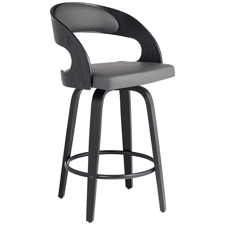Shelly 25 3/4&quot; Gray Faux Leather Swivel Counter Stool