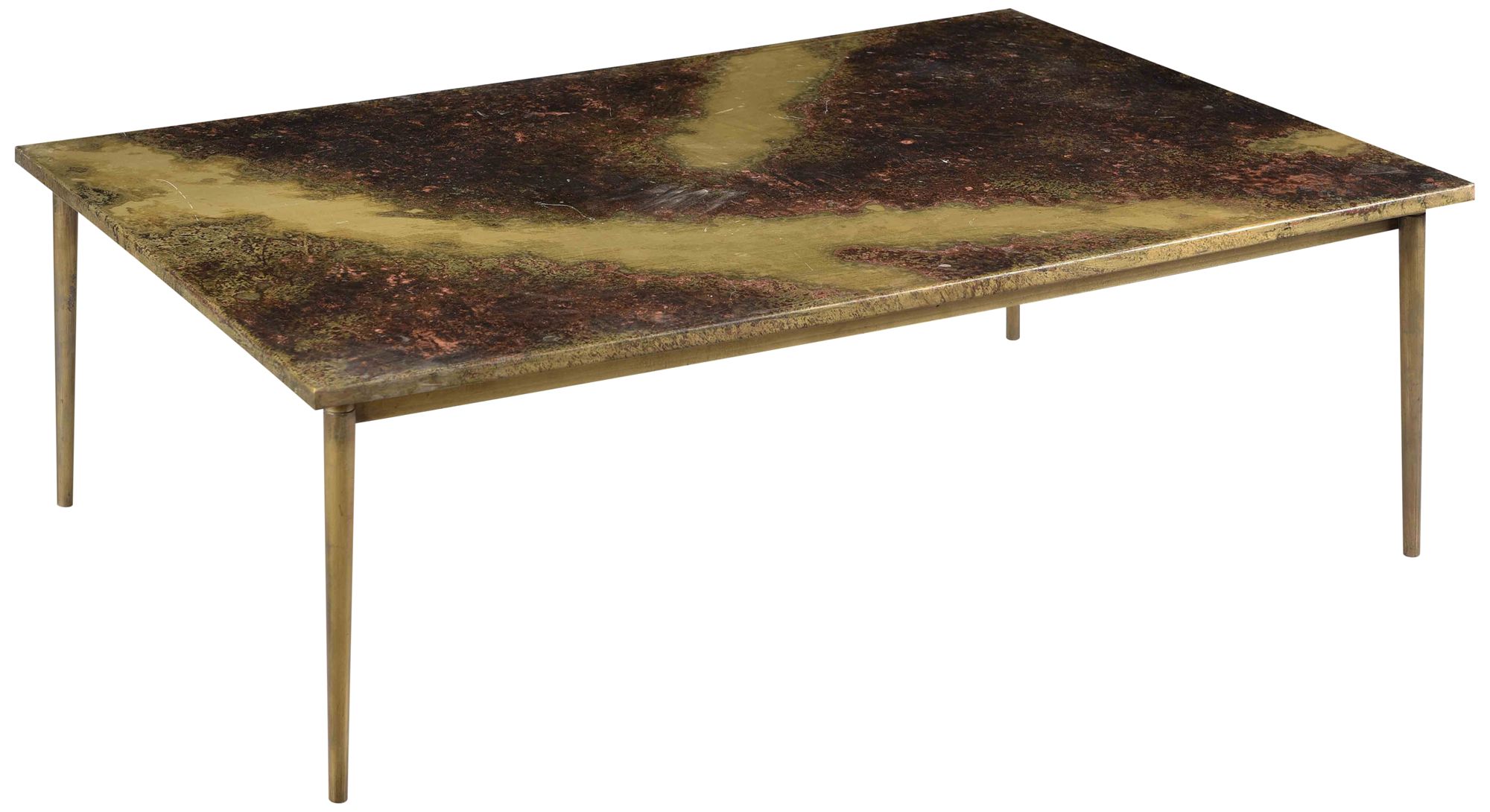 Galaxy 46 1/2" Wide Antique Brass Iron Cocktail Table