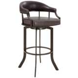 Edy 30&quot; Brown Faux Leather Swivel Barstool