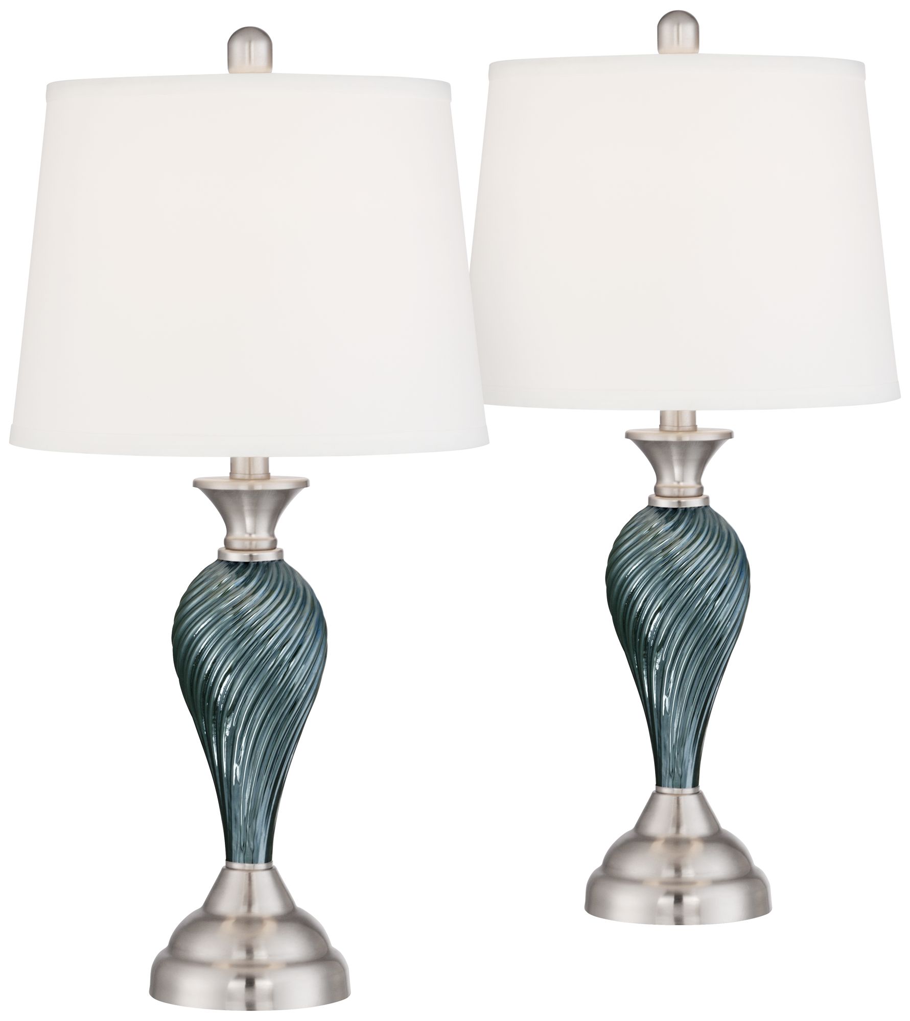Arden Green-Blue Glass Table Lamp Set 