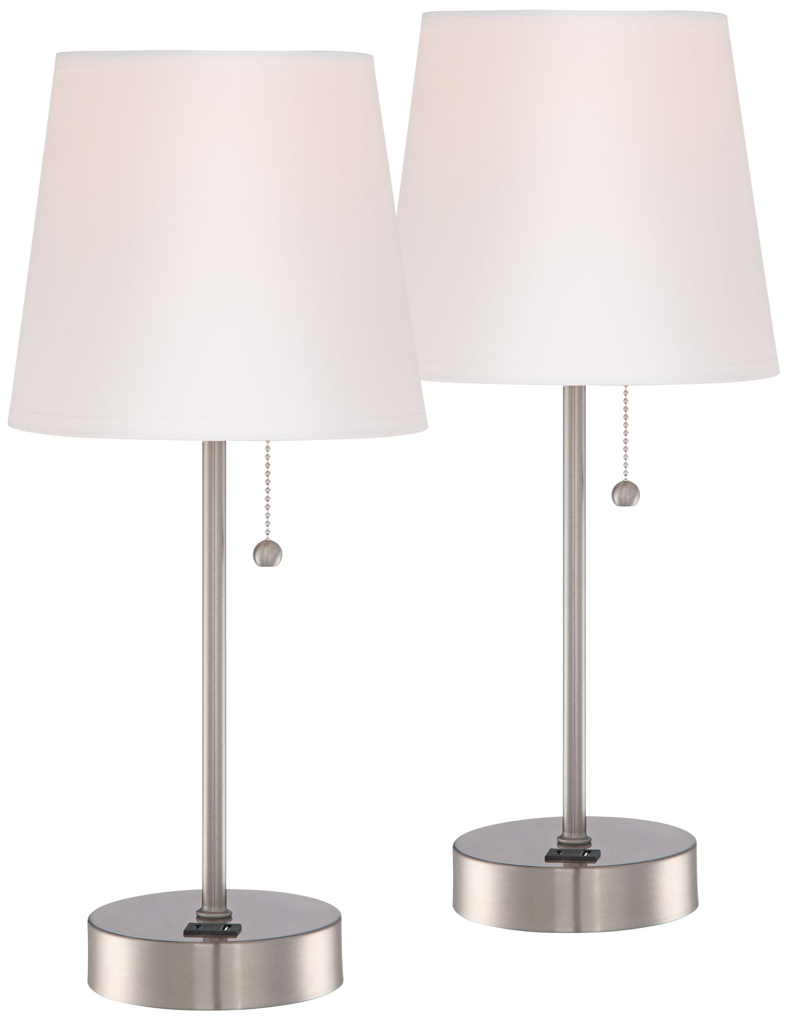 Justin Metal Accent USB Lamp Set with Table Top Dimmers