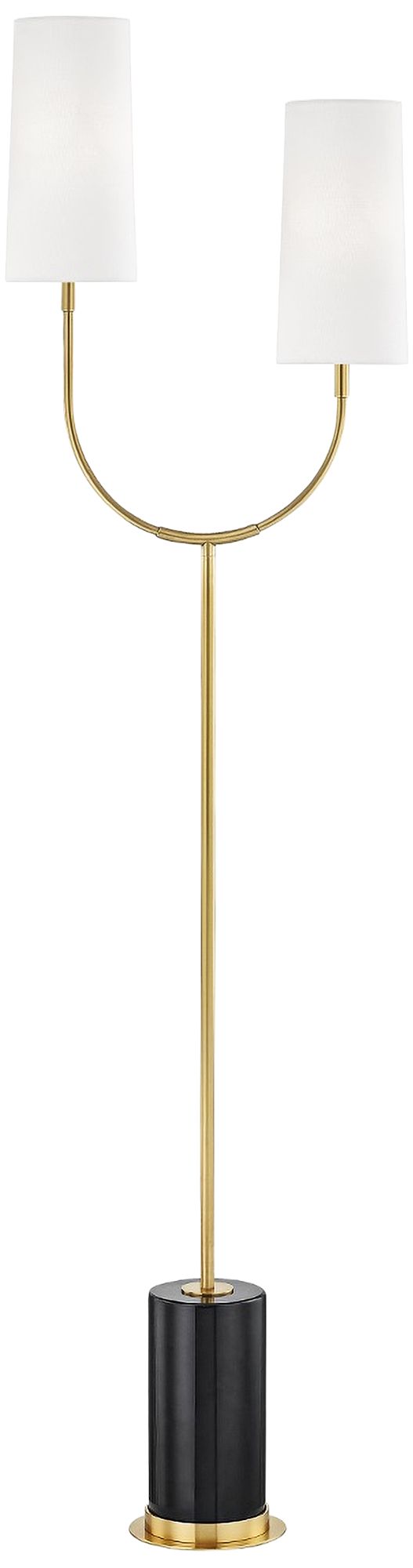 Vesper Aged Brass and Black Marble 2-Light Floor Lamp