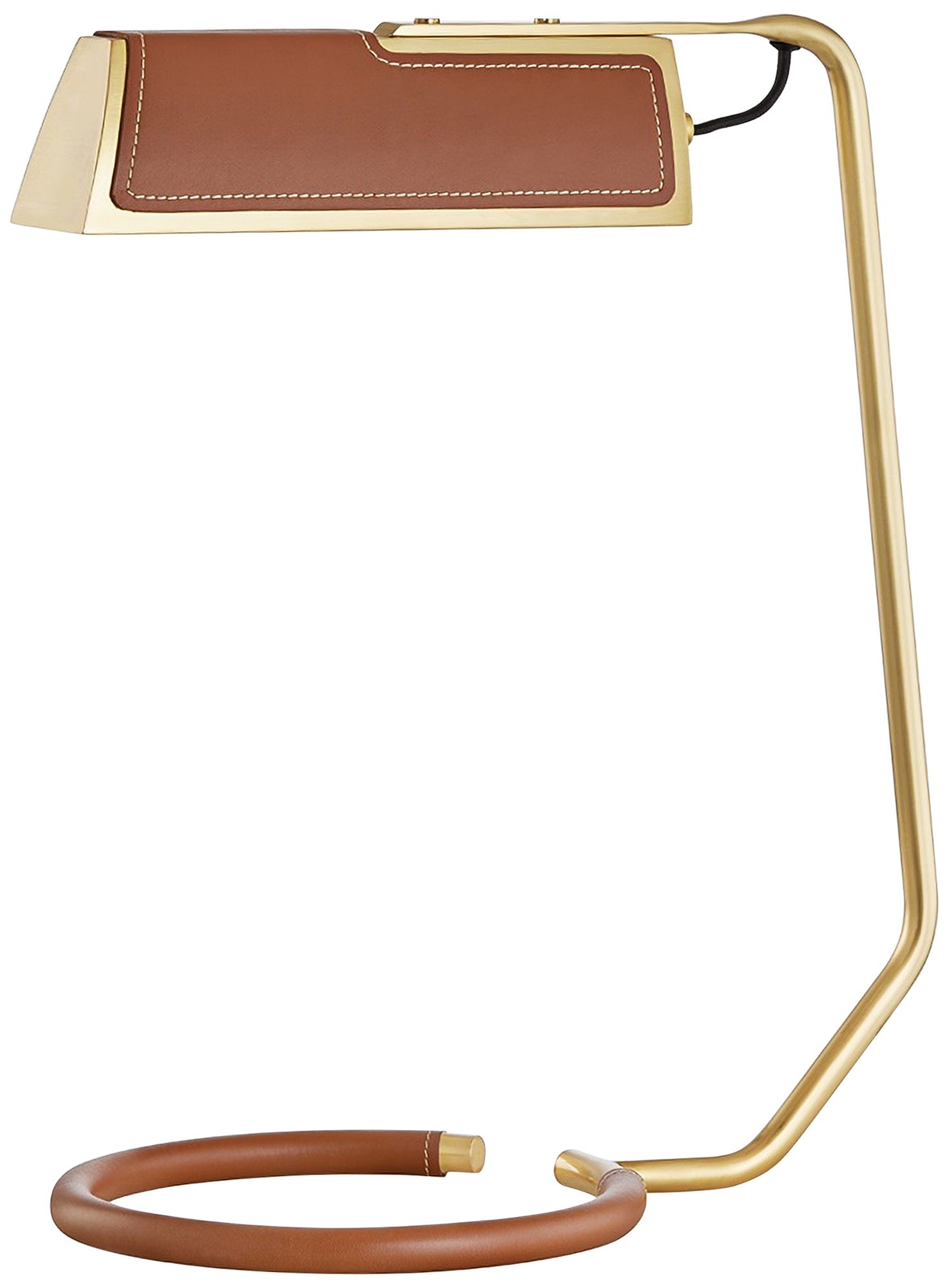 Holtsville Aged Brass and Saddle Leather LED Desk Lamp