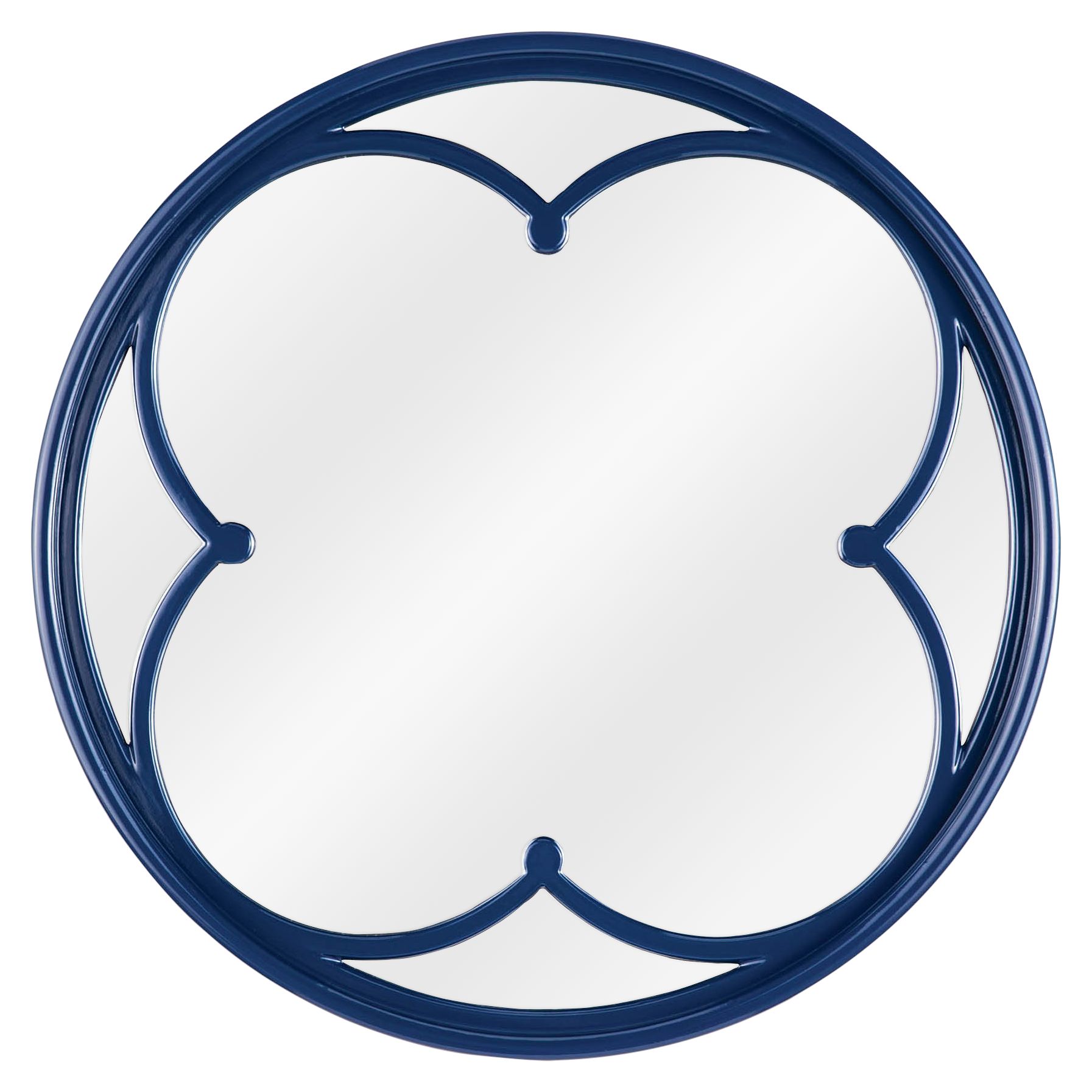 Coastal Chic Lula Navy Blue 30" Round Quatrefoil Wall Mirror