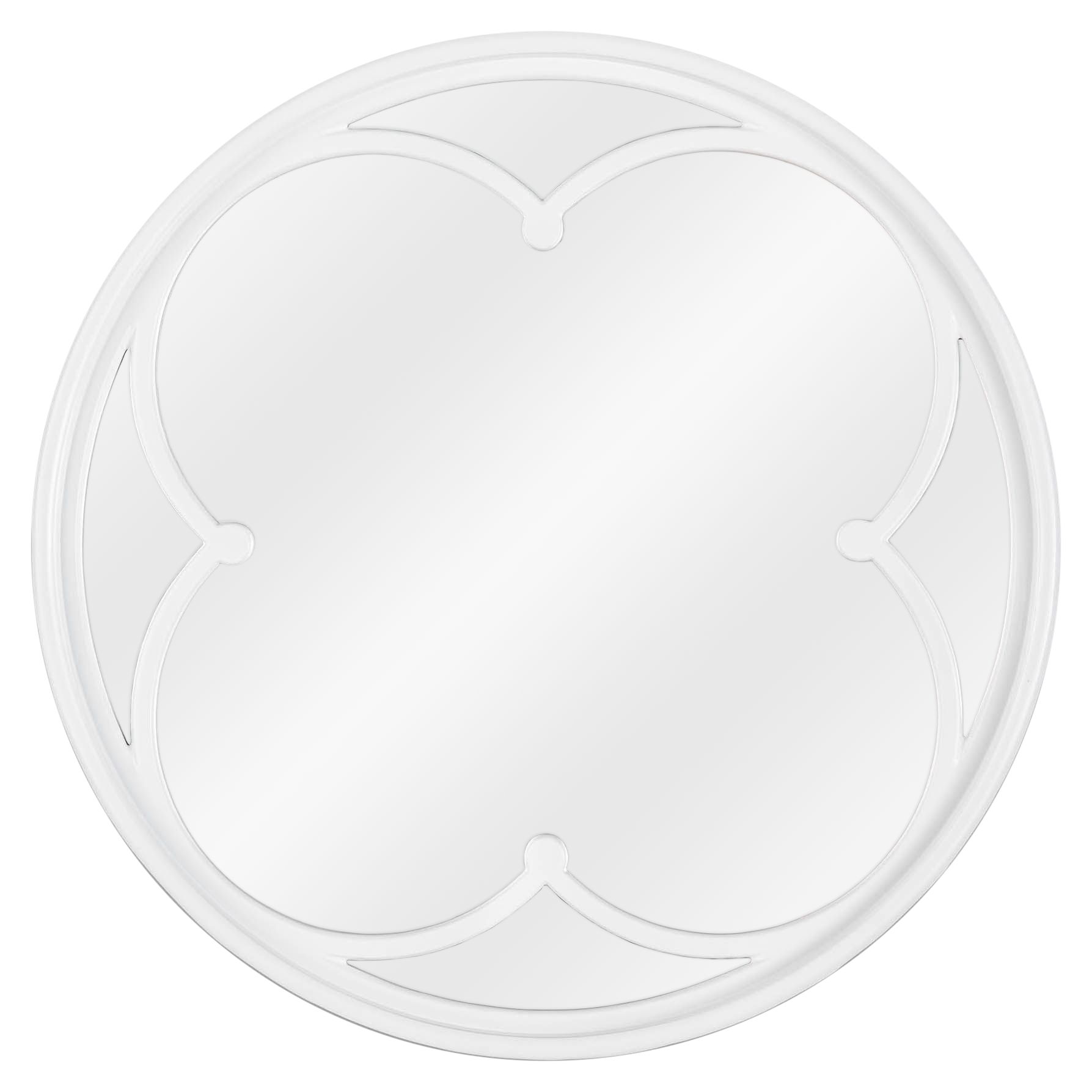 Coastal Chic Lula White 30" Round Quatrefoil Wall Mirror