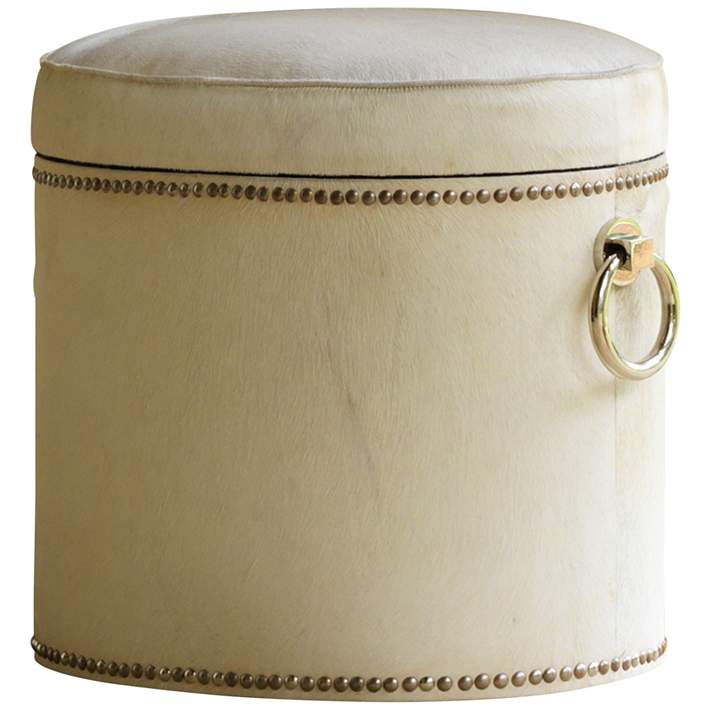 Global Views Chalis Ivory Cowhide Leather Ring Storage Bench