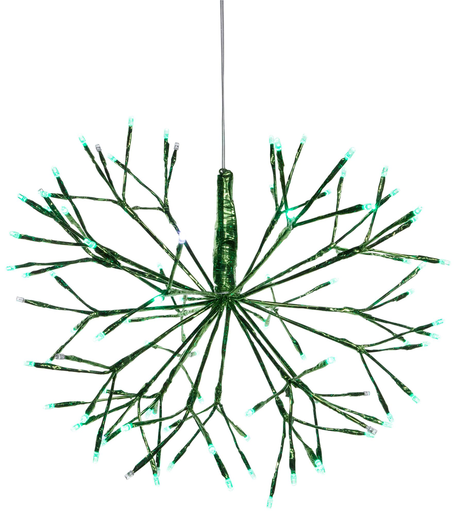 Green Plug-In Hanging Snowflake Xmas Ornament w/ LED Lights