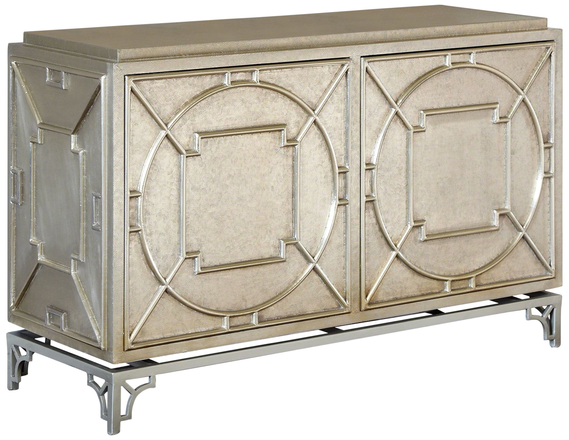 Arabesque 48 3/4"W White Wood and Metal 2-Door Accent Chest